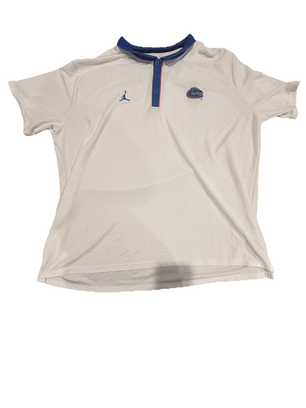 Jordan Florida Gators Polo Shirt Men’s 3XL White Blue Dri-FIT NCAA